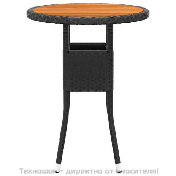 Градински трапезен комплект, 3 части, полиратан, черен