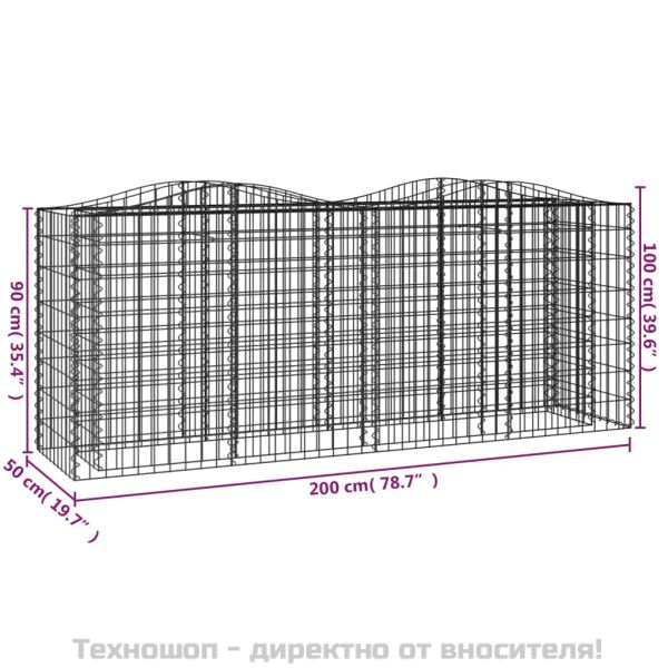 Извит габион повдигната леха 200x50x100 см поцинковано желязо