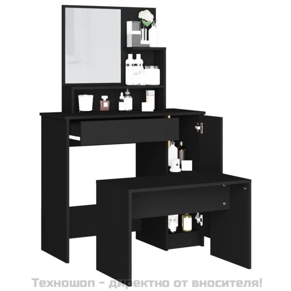 Комплект тоалетка, черен, 86,5x35x136 см