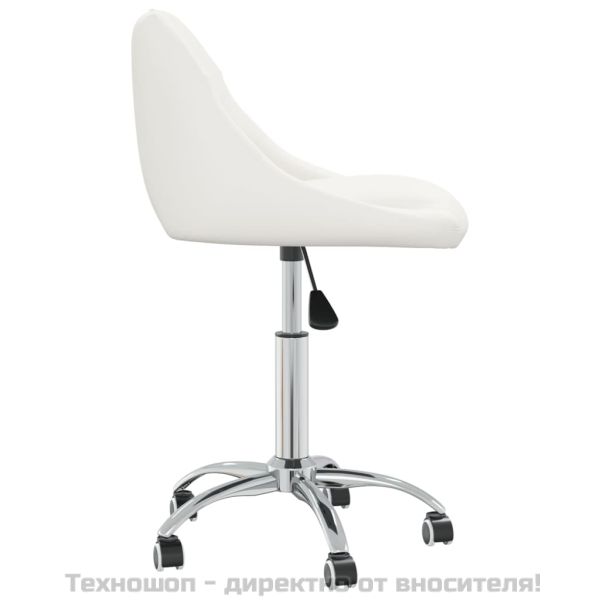 Въртящи се трапезни столове, 6 бр, бели, изкуствена кожа