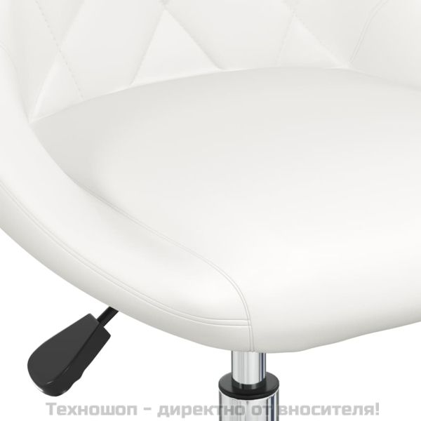 Въртящи се трапезни столове, 6 бр, бели, изкуствена кожа
