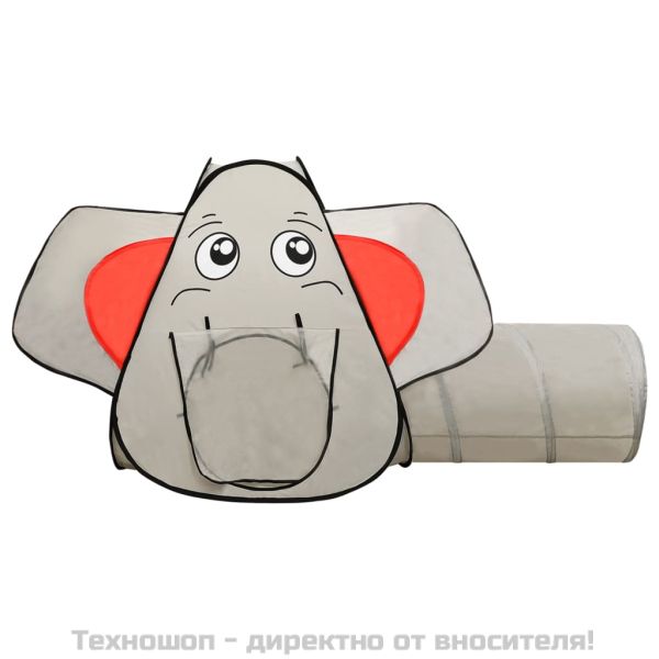 Детска палатка за игра слонче, с 250 топки, сива, 174x86x101 см