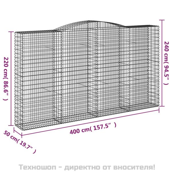 Габионни кошници арка 4 бр 400x50x220/240 см поцинковано желязо