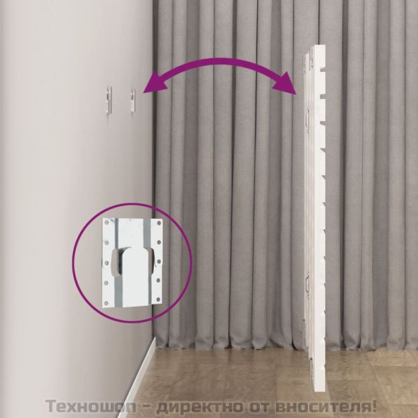 Стенна табла за спалня, бяла, 81x3x91,5 см, борово дърво масив