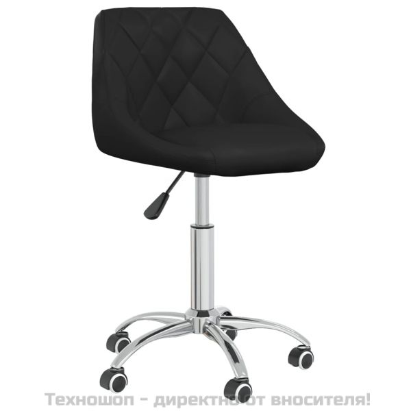 Въртящи се трапезни столове, 6 бр, черни, изкуствена кожа