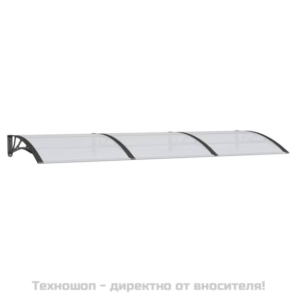 Навес за врата, черен, 300x100 см, поликарбонат