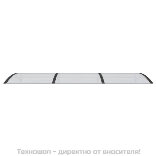 Навес за врата, черен, 300x100 см, поликарбонат