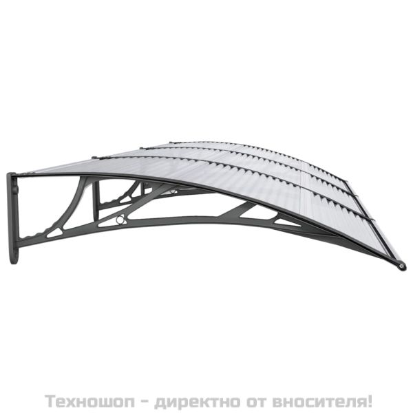 Навес за врата, черен, 300x100 см, поликарбонат