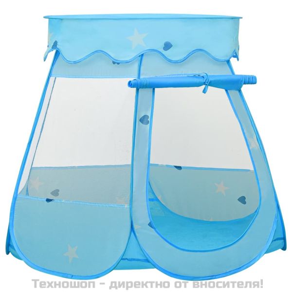 Детска палатка за игра с 250 топки, синя, 102x102x82 см