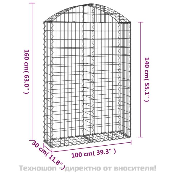 Дъговидна габионна кошница 100x30x140/160 см поцинковано желязо