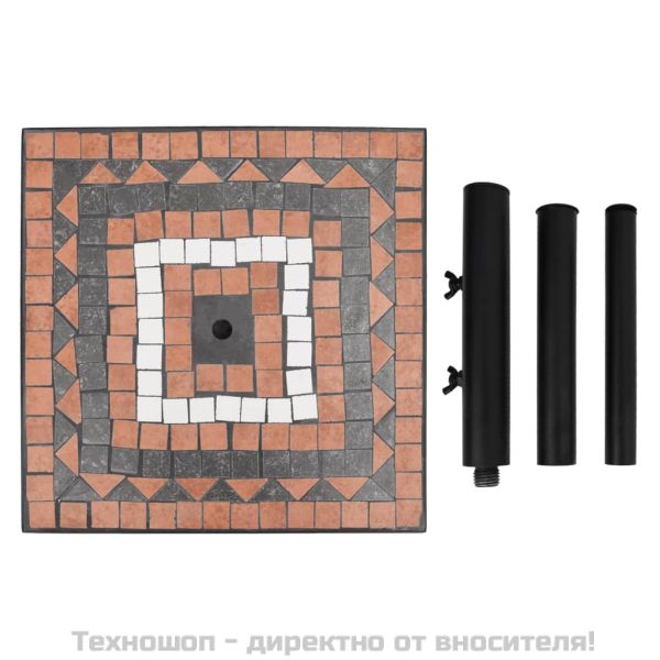 Основа за чадър, теракота и бяло, квадратна, 12 кг