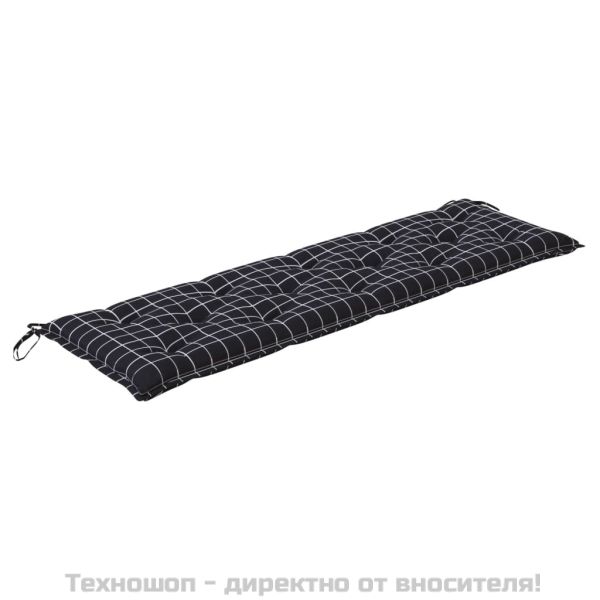 Възглавници за градинска пейка 2 бр черно каре Оксфорд плат