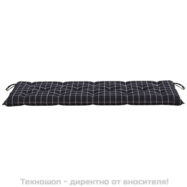 Възглавници за градинска пейка 2 бр черно каре Оксфорд плат