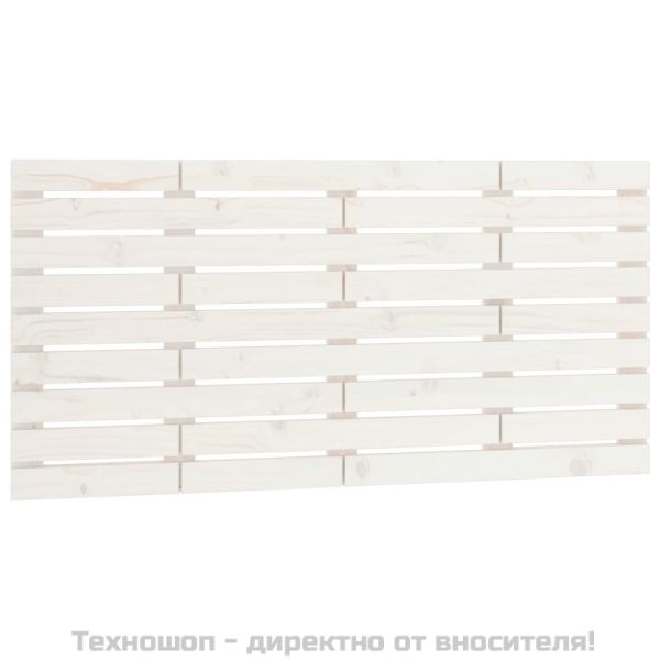 Стенна табла за спалня, бяла, 126x3x63 см, борово дърво масив