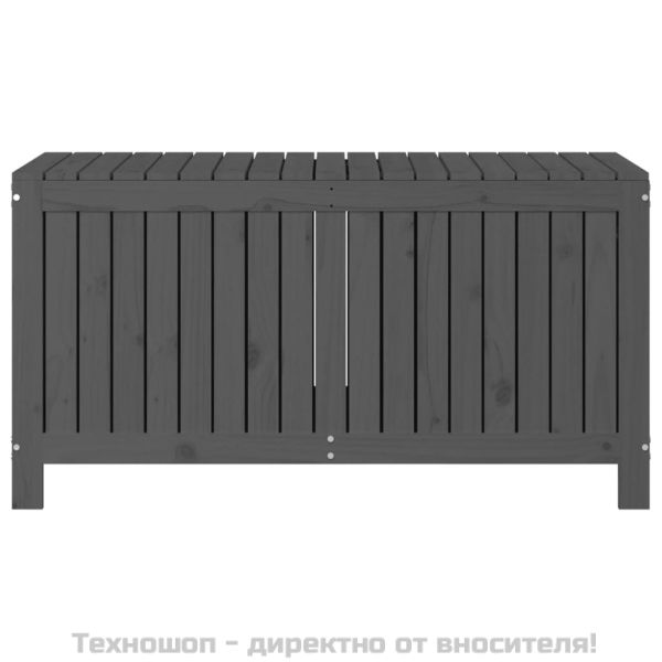 Кутия за съхранение, сива, 121x55x64 см, борово дърво масив
