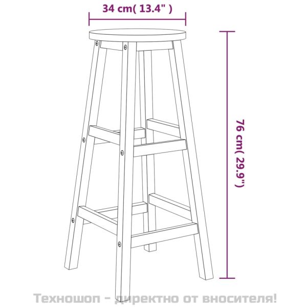 Бар комплект от 3 части, масивна акациева дървесина