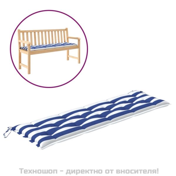 Възглавници за градинска пейка 2бр синьо-бяло райе Оксфорд плат