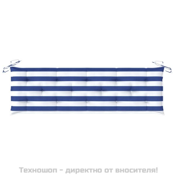 Възглавници за градинска пейка 2бр синьо-бяло райе Оксфорд плат
