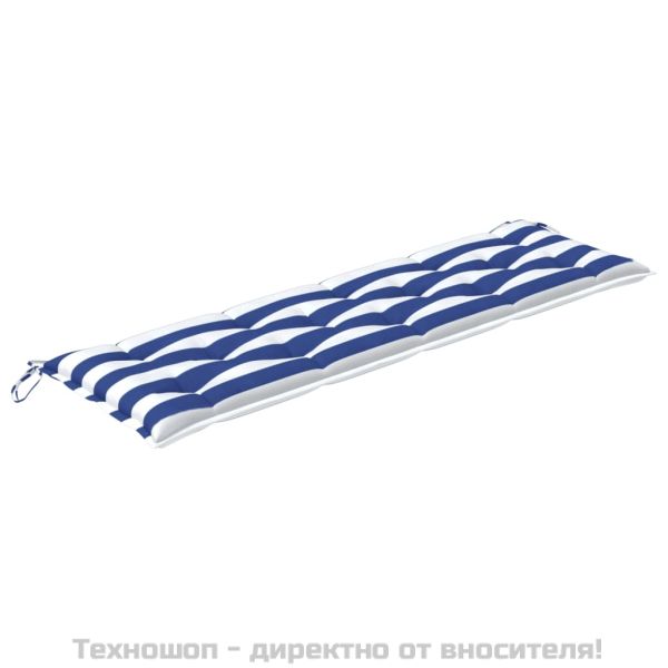 Възглавници за градинска пейка 2бр синьо-бяло райе Оксфорд плат