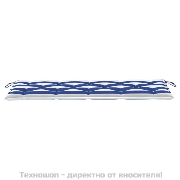 Възглавници за градинска пейка 2бр синьо-бяло райе Оксфорд плат