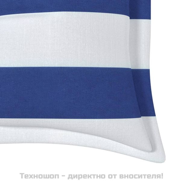 Възглавници за градинска пейка 2бр синьо-бяло райе Оксфорд плат