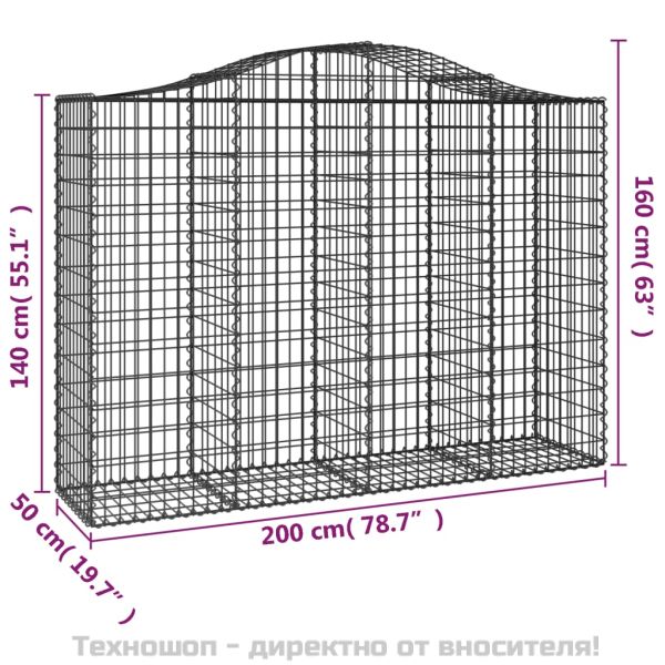 Дъговидна габионна кошница 200x50x140/160 см поцинковано желязо