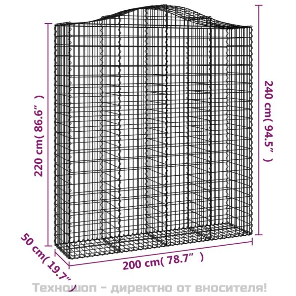 Дъговидна габионна кошница 200x50x220/240 см поцинковано желязо