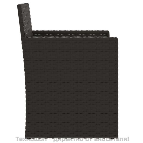 Външен комплект мебели от 3 части с възглавници черен полиратан