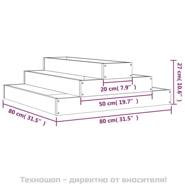 Плантер, 80x80x27 см, масивна дугласка дървесина