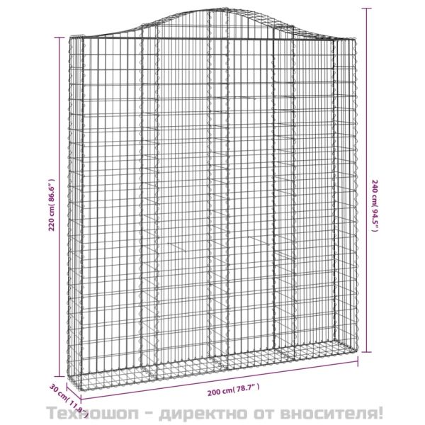 Дъговидна габионна кошница 200x30x220/240 см поцинковано желязо
