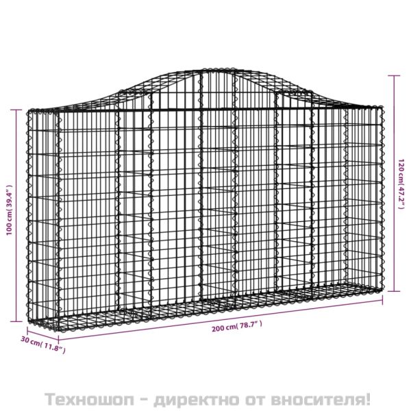 Дъговидна габионна кошница 200x30x100/120 см поцинковано желязо