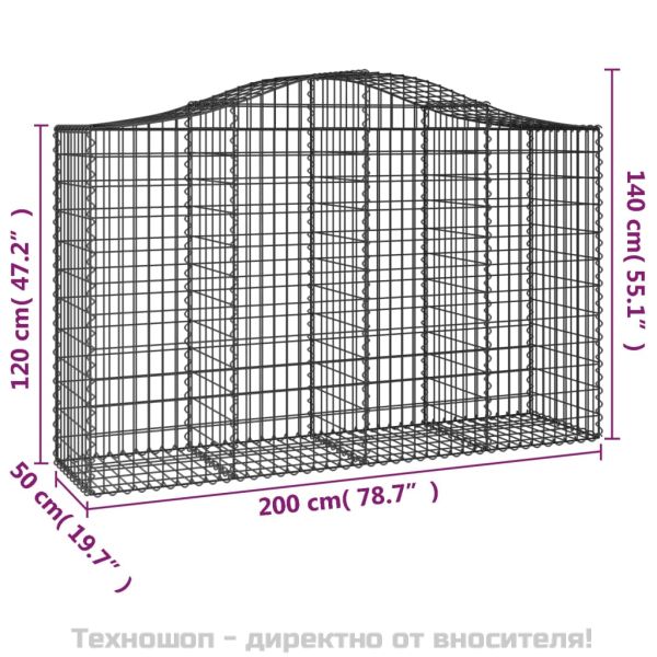 Дъговидна габионна кошница 200x50x120/140 см поцинковано желязо