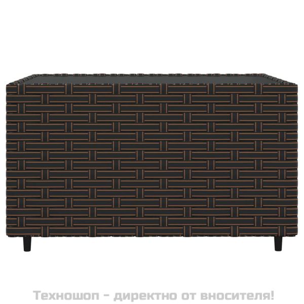 Градински комплект с възглавници, 4 части, кафяв, полиратан