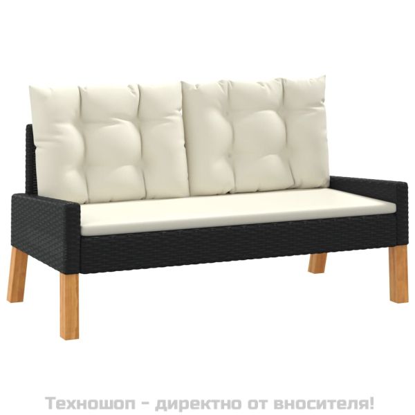 Градински комплект с възглавници 4 части полиратан/дърво масив