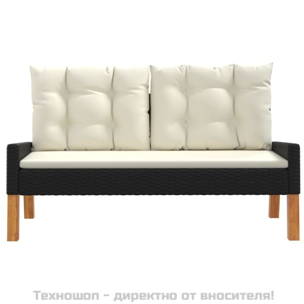 Градински комплект с възглавници 4 части полиратан/дърво масив