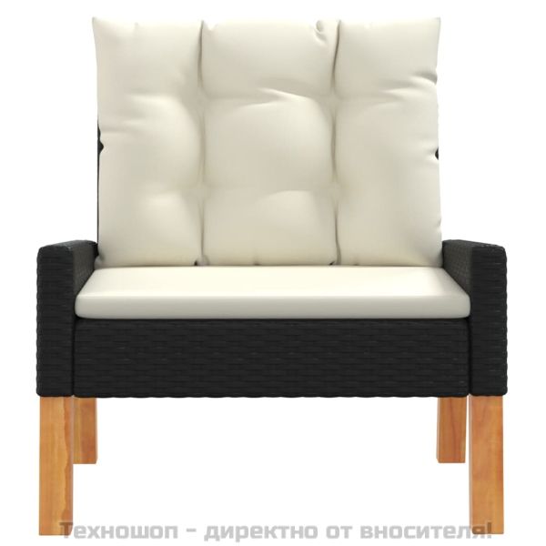 Градински комплект с възглавници 4 части полиратан/дърво масив