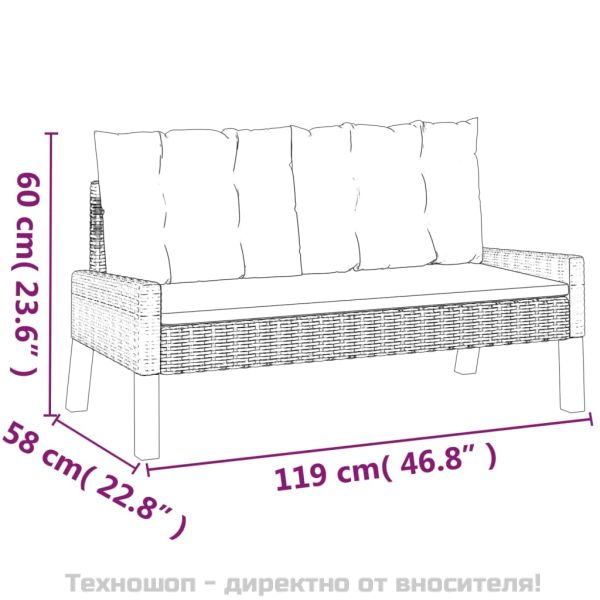 Градински комплект с възглавници 4 части полиратан/дърво масив