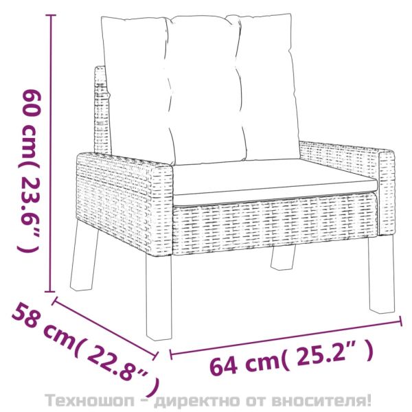 Градински комплект с възглавници 4 части полиратан/дърво масив