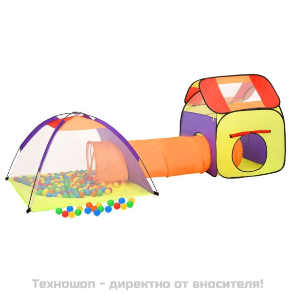 Детска палатка за игра с 250 многоцветни топки 338x123x111 см