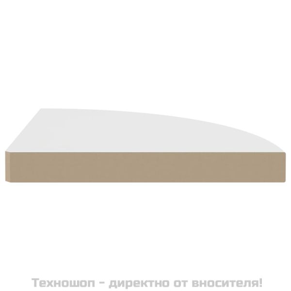 Плаващ ъглов рафт, бял, 35x35x3,8 см, MDF