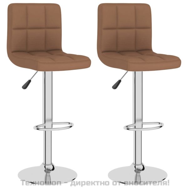 Бар табуретки, 2 бр, кафяви, текстил