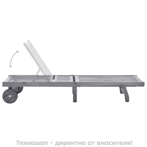 Градински шезлонг с шалте, сив, акациево дърво масив