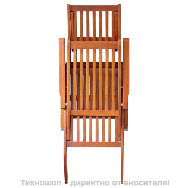 Градински шезлонг подложка за крака и възглавница акация масив