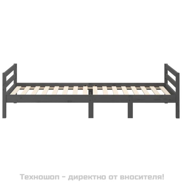 Рамка за легло, сиво, 75x190 см, борово дърво масив