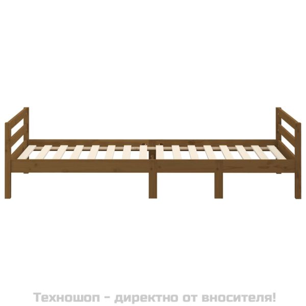Рамка за легло, меденокафяво, борово дърво масив, 75x190 см