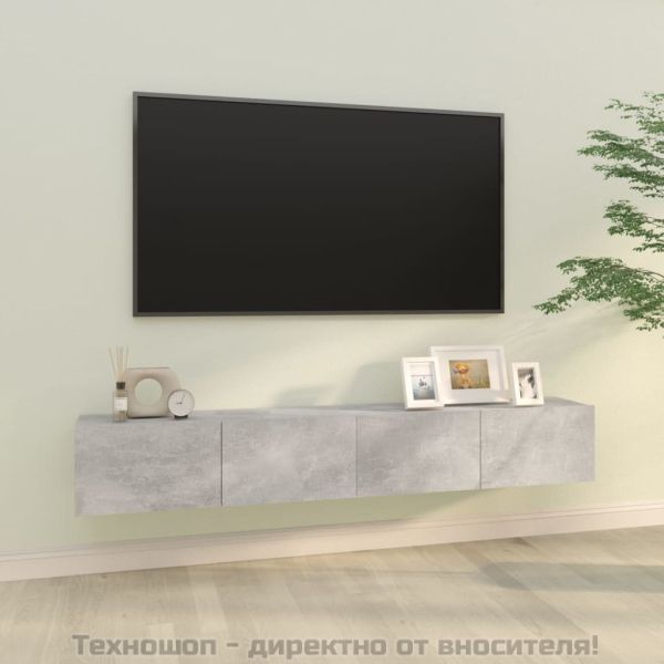 Стенни ТВ шкафове 2 бр бетонно сиви 100x30x30см инженерно дърво