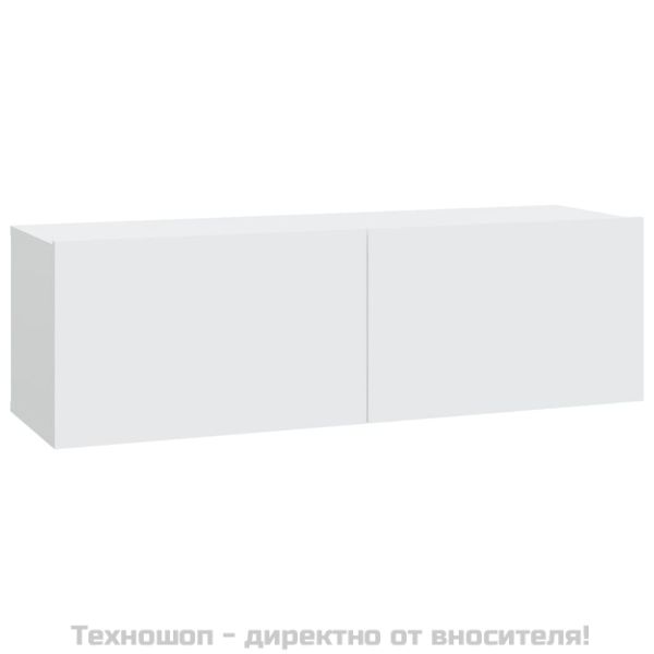 Стенни ТВ шкафове, 2 бр, бели 100x30x30 см, инженерно дърво