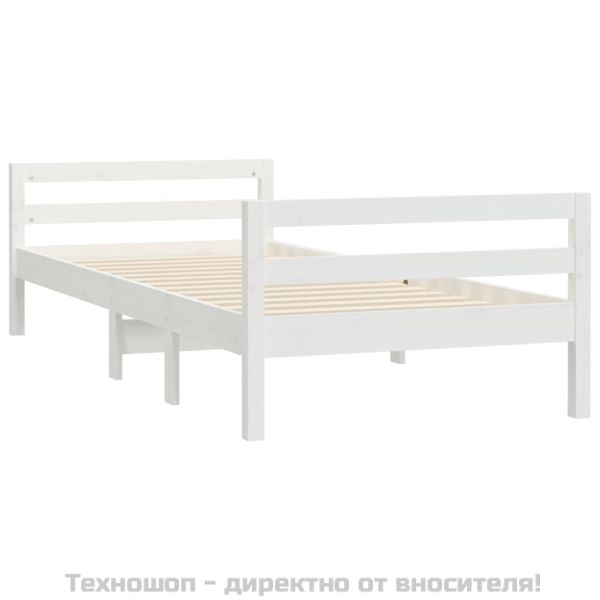 Рамка за легло без матрак, бял, 90x190 см, борово дърво масив