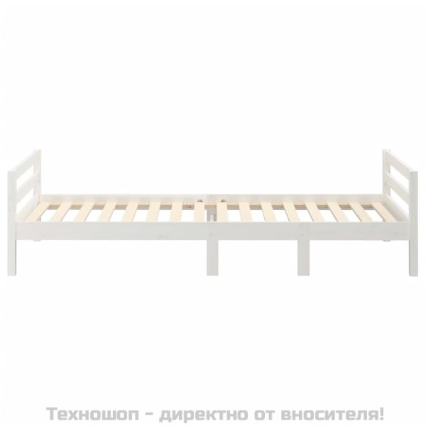 Рамка за легло без матрак, бял, 90x190 см, борово дърво масив