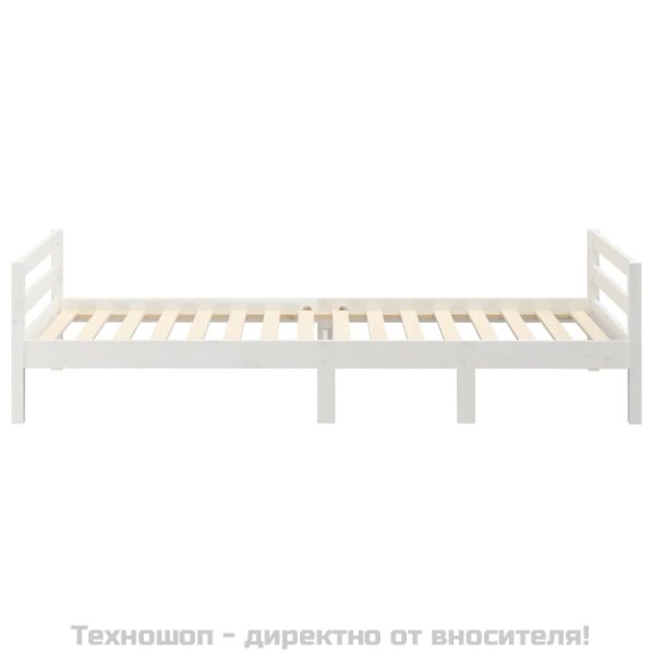 Рамка за легло без матрак, бял, 75x190 см, борово дърво масив